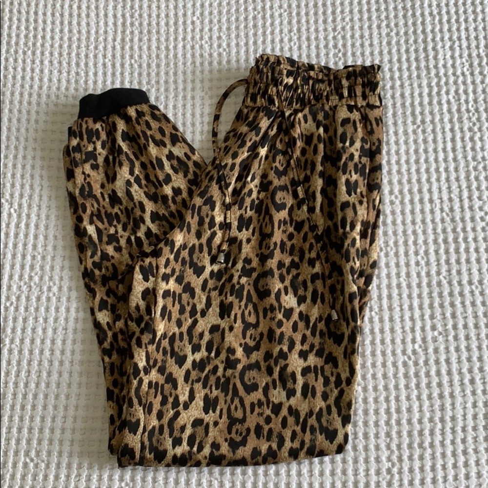 Zara Basics Leopard Print Jogger Style Trousers - image 4